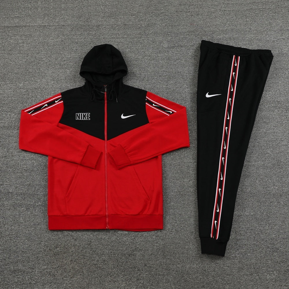 Nike Repeat Red And Black Hooded Tracksuit