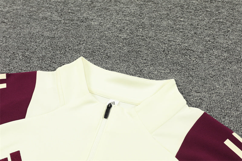 24/25 FC Bayern Munich Red And Cream 1/4 Zip Tracksuit
