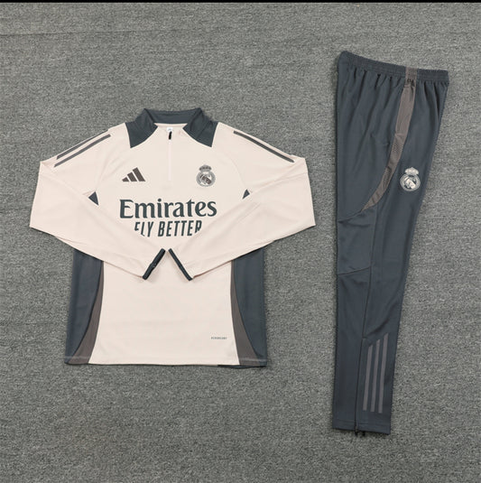 24/25 Real Madrid Beige 1/4 Zip Tracksuit