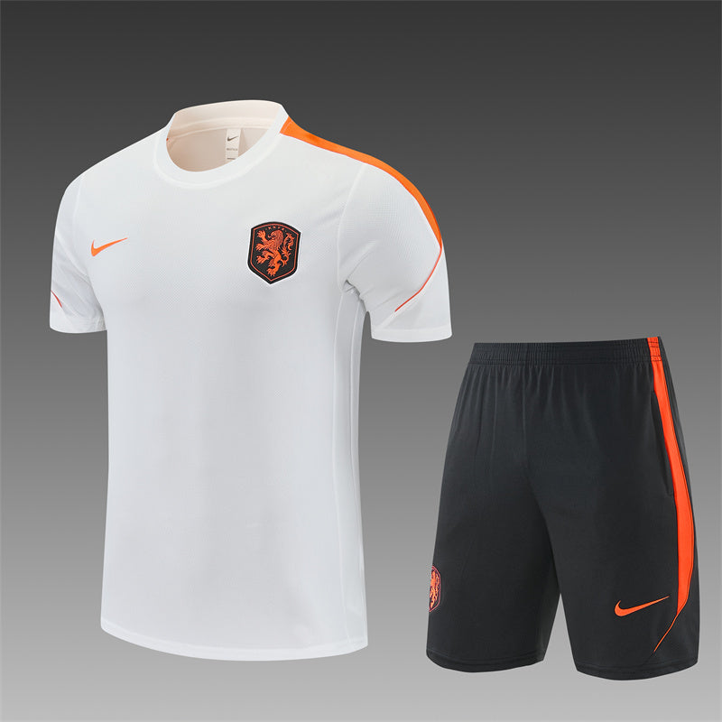 Netherlands White/Orange/Black Shorts Training Set