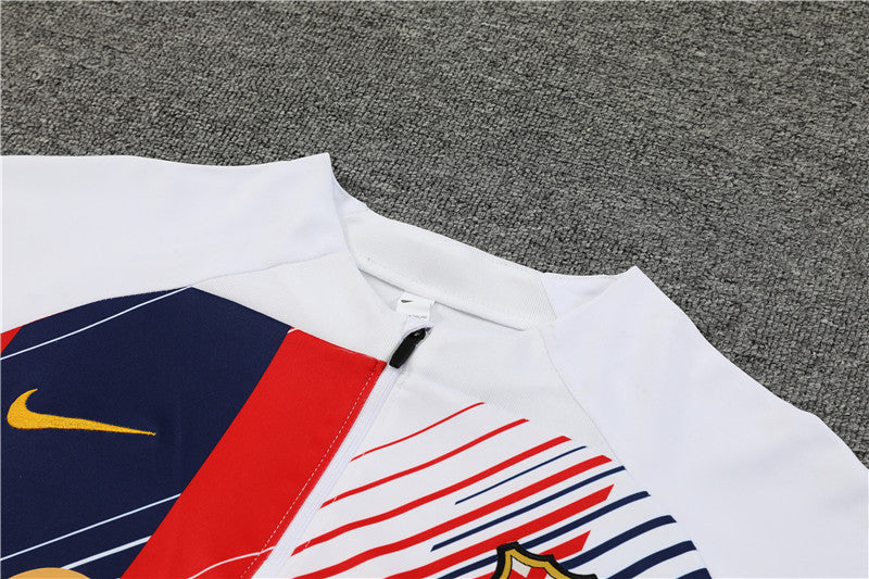 23/24 FC Barcelona White, Red And Blue 1/4 Zip Tracksuit