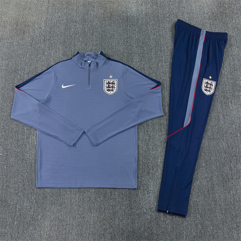 England Grey And Blue 1/4 Zip Tracksuit