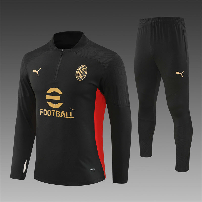24/25 AC Milan Black 1/4 Zip Tracksuit