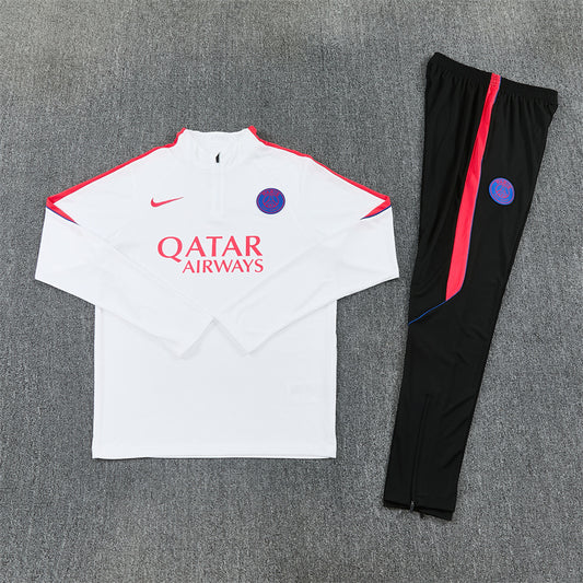 26/27 PSG White, Black And Red 1/4 Zip Tracksuit