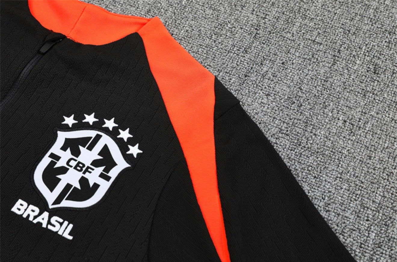 2025 Brazil Black 1/4 Zip Tracksuit