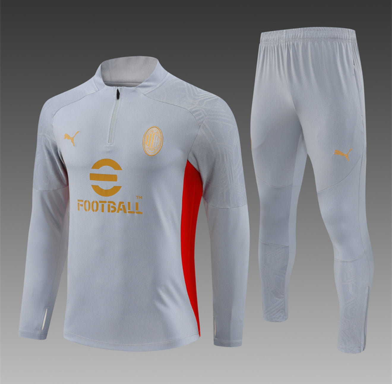 24/25 AC Milan Light Grey 1/4 Zip Tracksuit