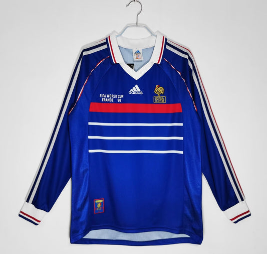 1998 France Retro Home Jersey (Long Sleeve)