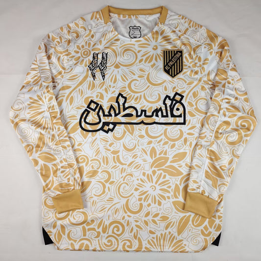 Gold And White Palestine Jersey (Long Sleeve)