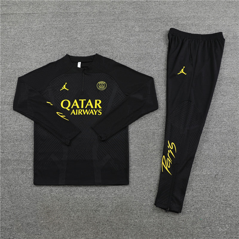 22/23 Jordan x PSG Black And Gold 1/4 Zip Tracksuit
