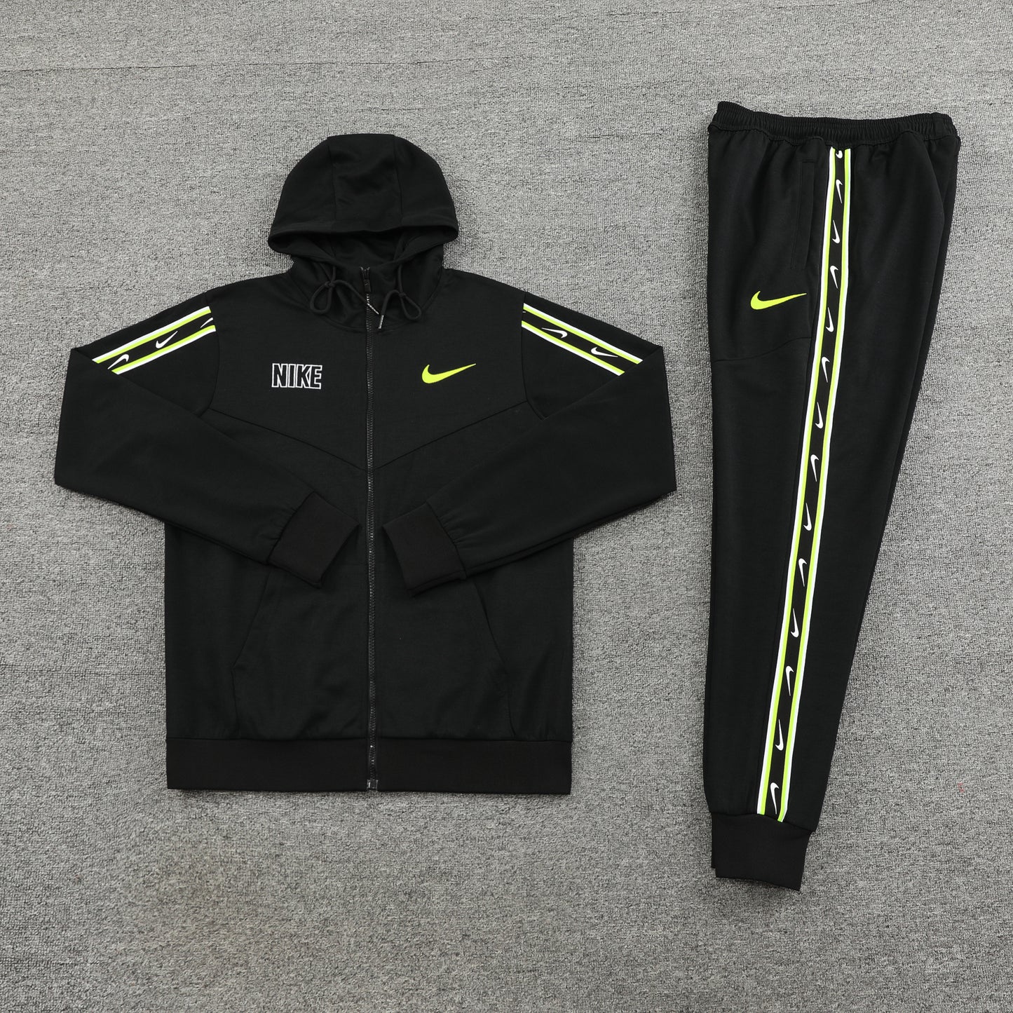 Nike Repeat Volt And Black Hooded Tracksuit