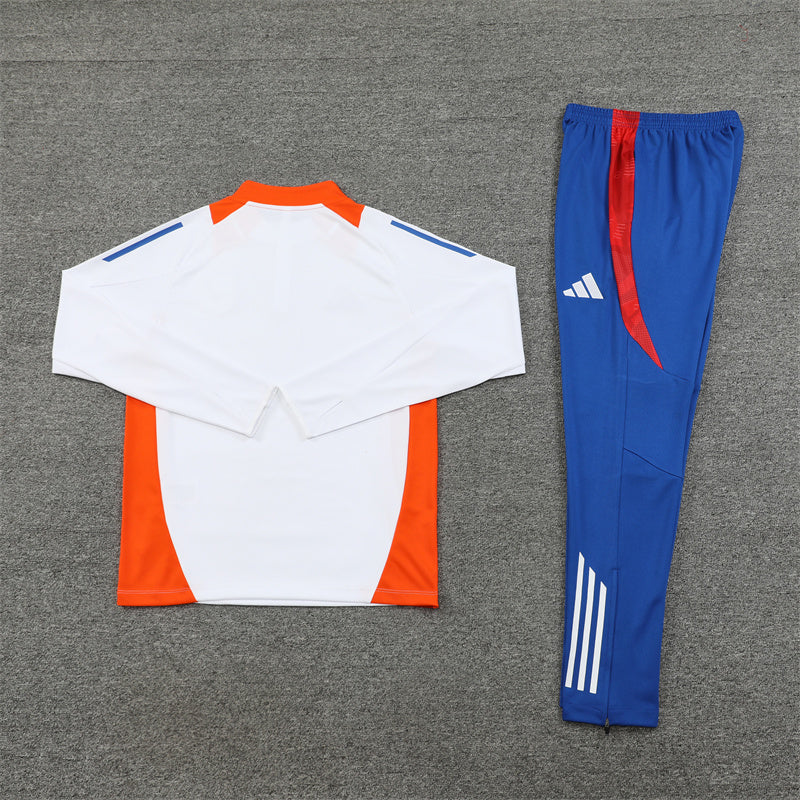 2025 Japan White, Blue And Orange 1/4 Zip Tracksuit