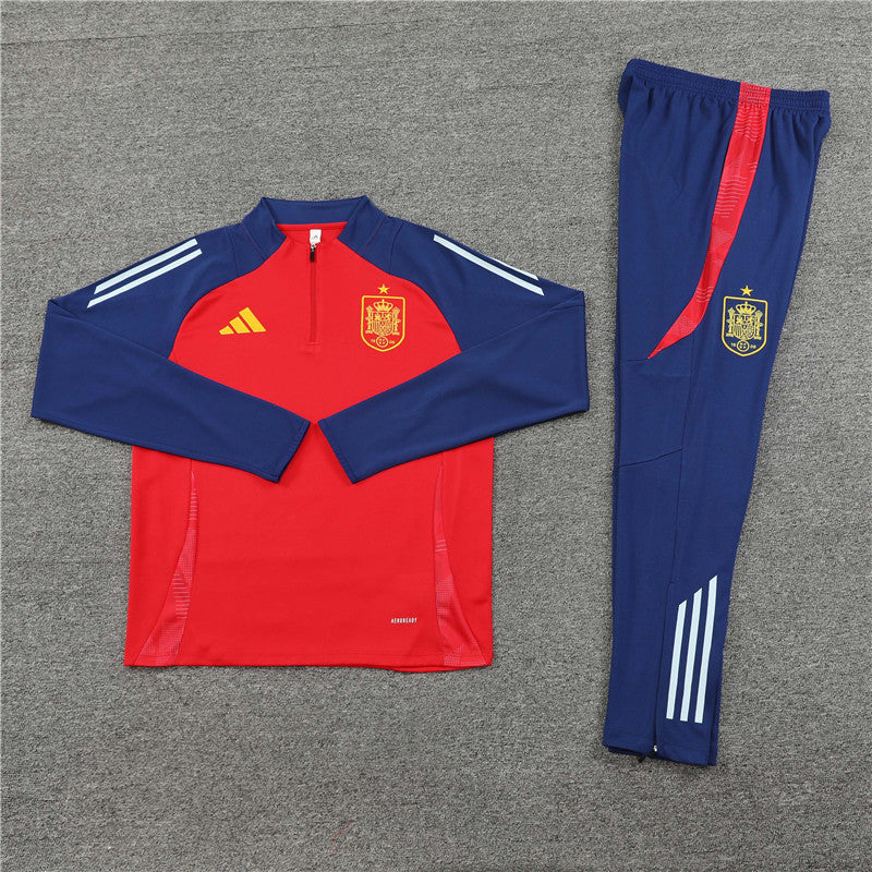 2025 Spain Red And Blue 1/4 Zip Tracksuir