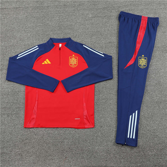 2025 Spain Red And Blue 1/4 Zip Tracksuir