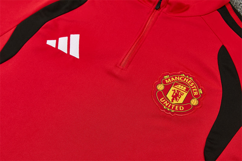 26/27 Manchester United Red And Black 1/4 Zip Tracksuit
