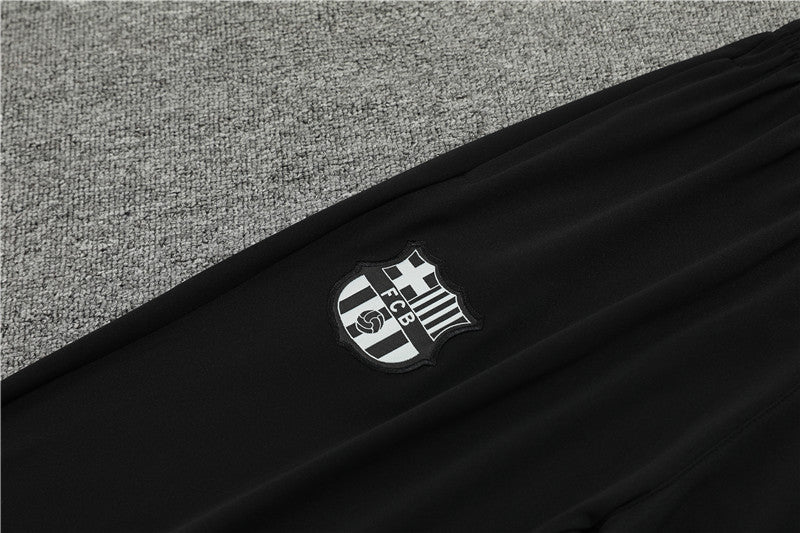 24/25 FC Barcelona Grey And Black 1/4 Zip Training Tracksuit