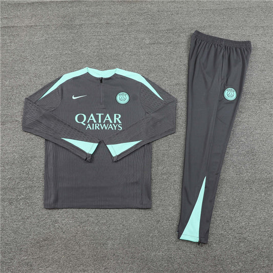 24/25 PSG Grey And Mint 1/4 Zip Tracksuit