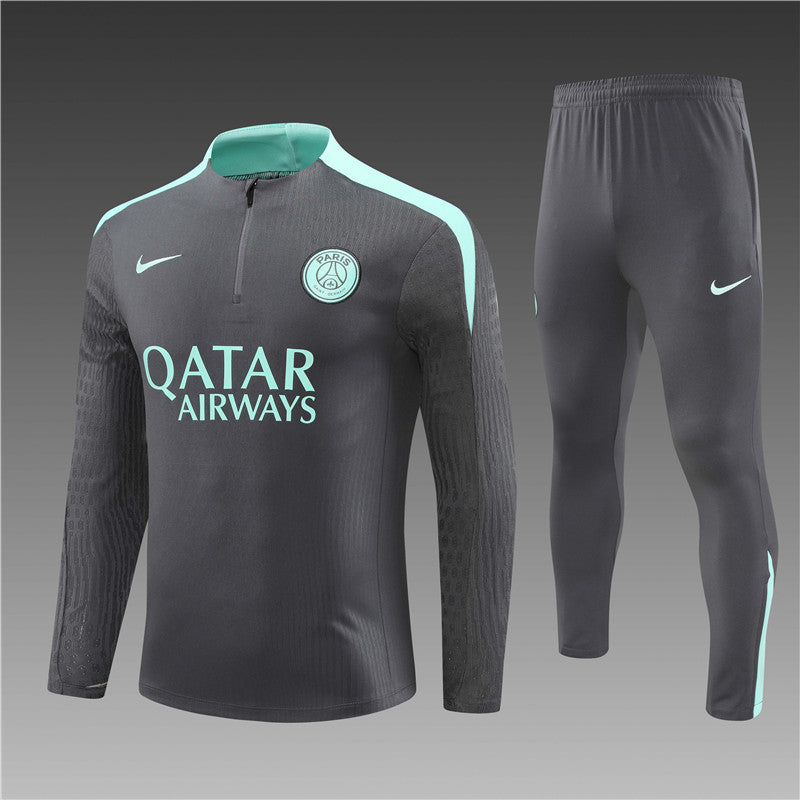 24/25 PSG Grey And Mint 1/4 Zip Tracksuit