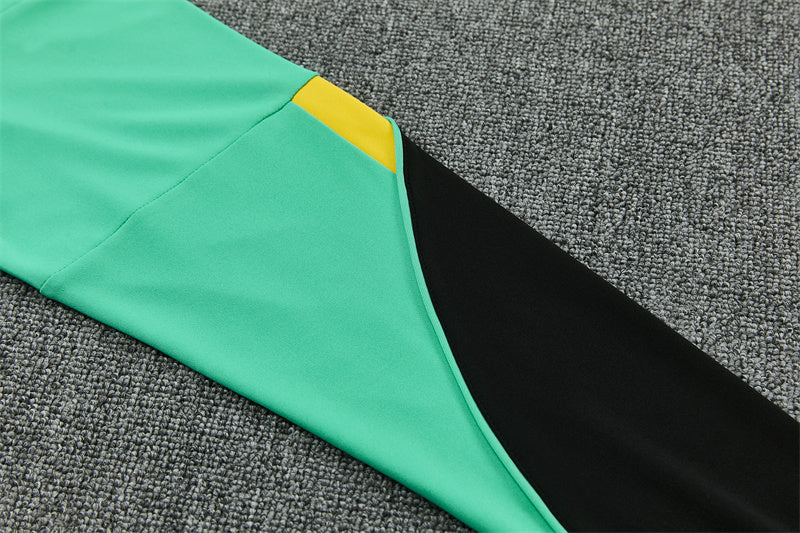 2026 Brazil Green And Black 1/4 Zip Tracksuit
