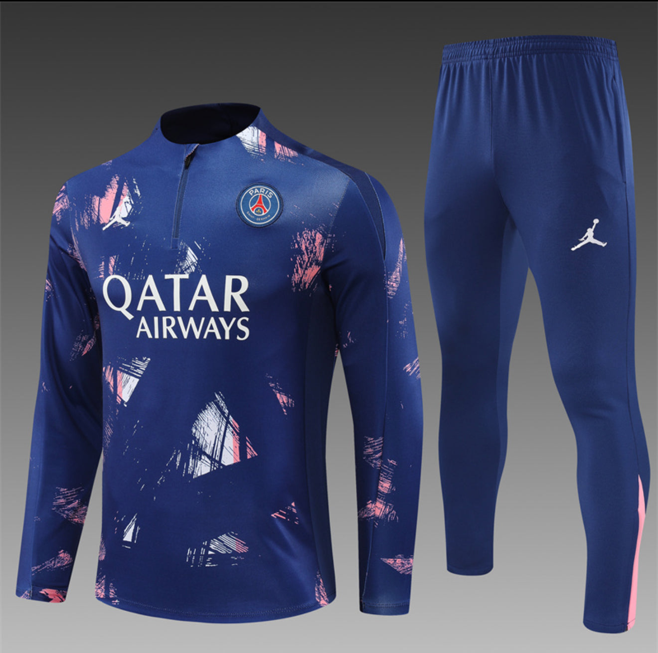 24/25 Jordan x PSG Navy And Pink 1/4 Zip Tracksuit