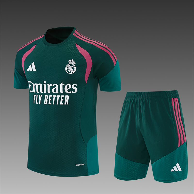 26/27 Real Madrid Green/Pink Shorts Training Set