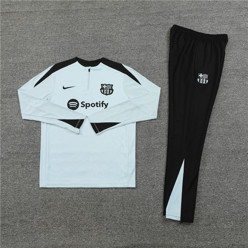 24/25 FC Barcelona Grey And Black 1/4 Zip Training Tracksuit