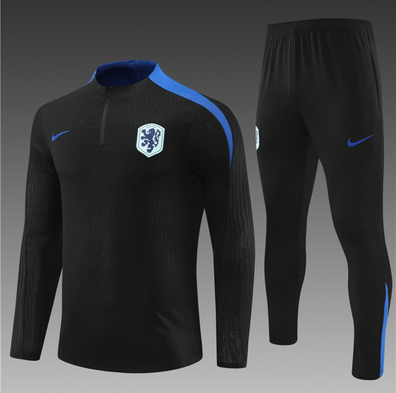 2025 Netherlands Black And Blue 1/4 Zip Tracksuit