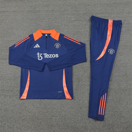 24/25 Manchester United Blue And Orange 1/4 Zip Tracksuit