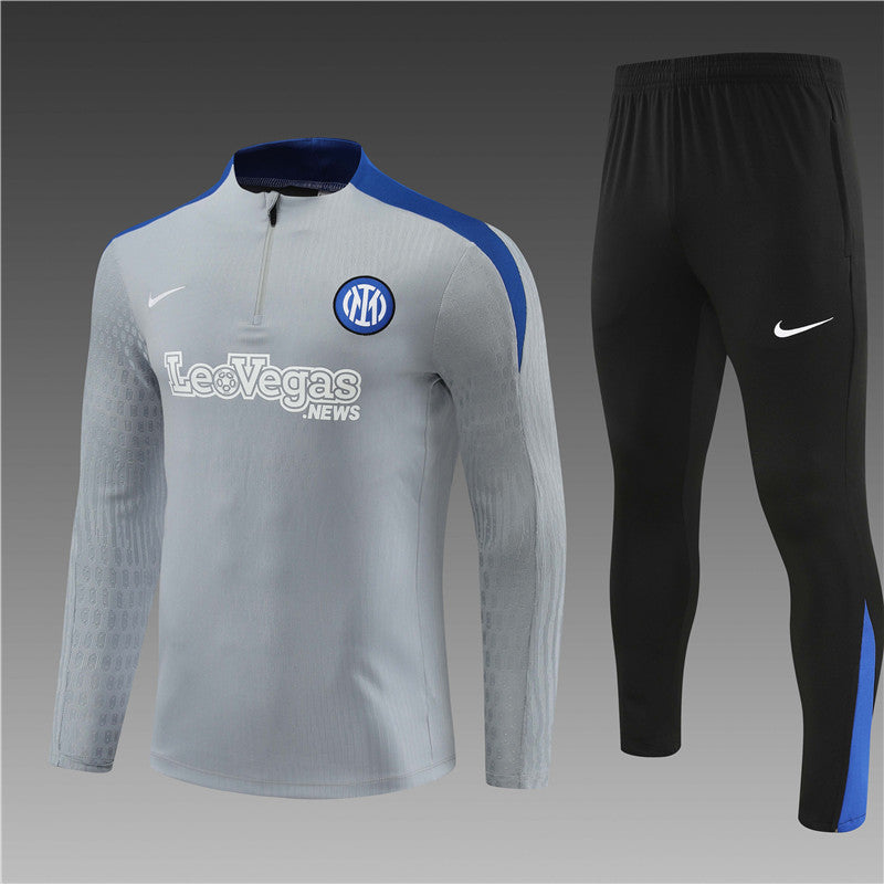 24/25 Inter Milan Grey, Black And Blue 1/4 Zip Tracksuit