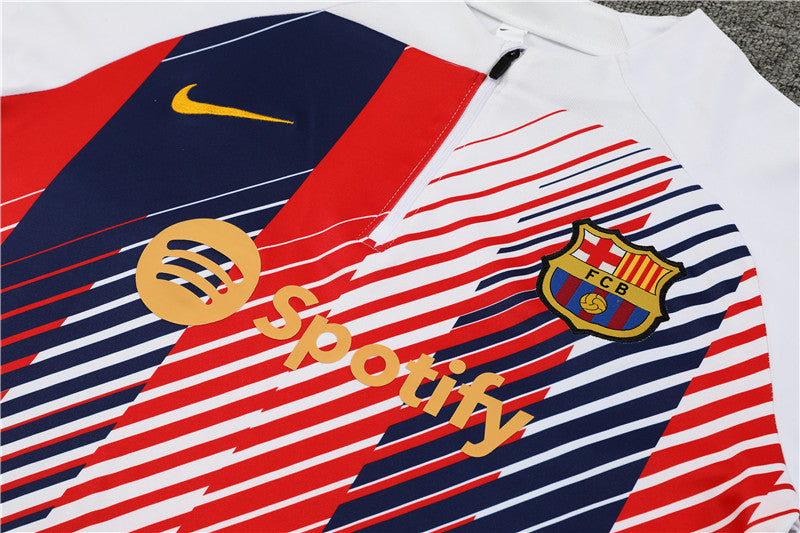 23/24 FC Barcelona White, Red And Blue 1/4 Zip Tracksuit
