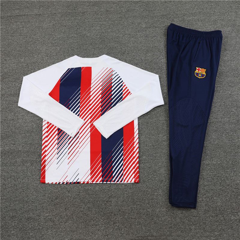 23/24 FC Barcelona White, Red And Blue 1/4 Zip Tracksuit