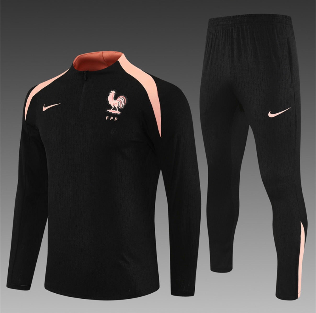 2025 France Black 1/4 Zip Tracksuit