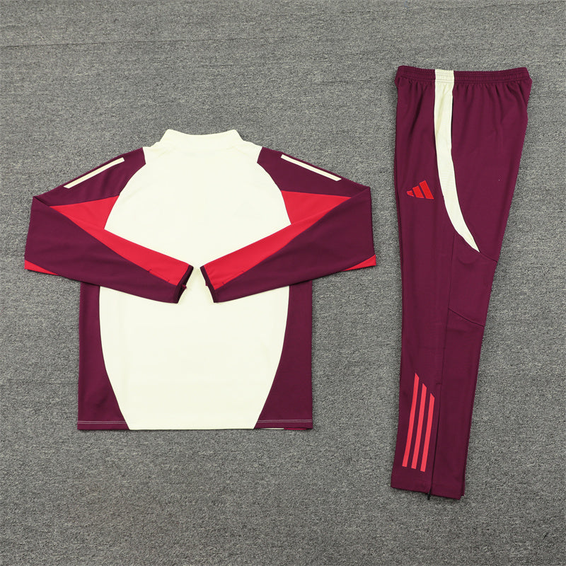 24/25 FC Bayern Munich Red And Cream 1/4 Zip Tracksuit