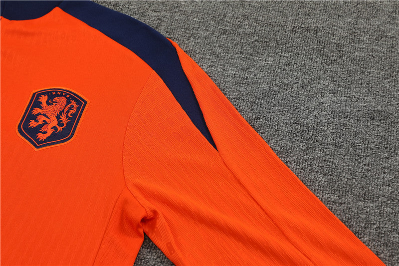 2025 Netherlands Orange And Blue 1/4 Zip Tracksuit