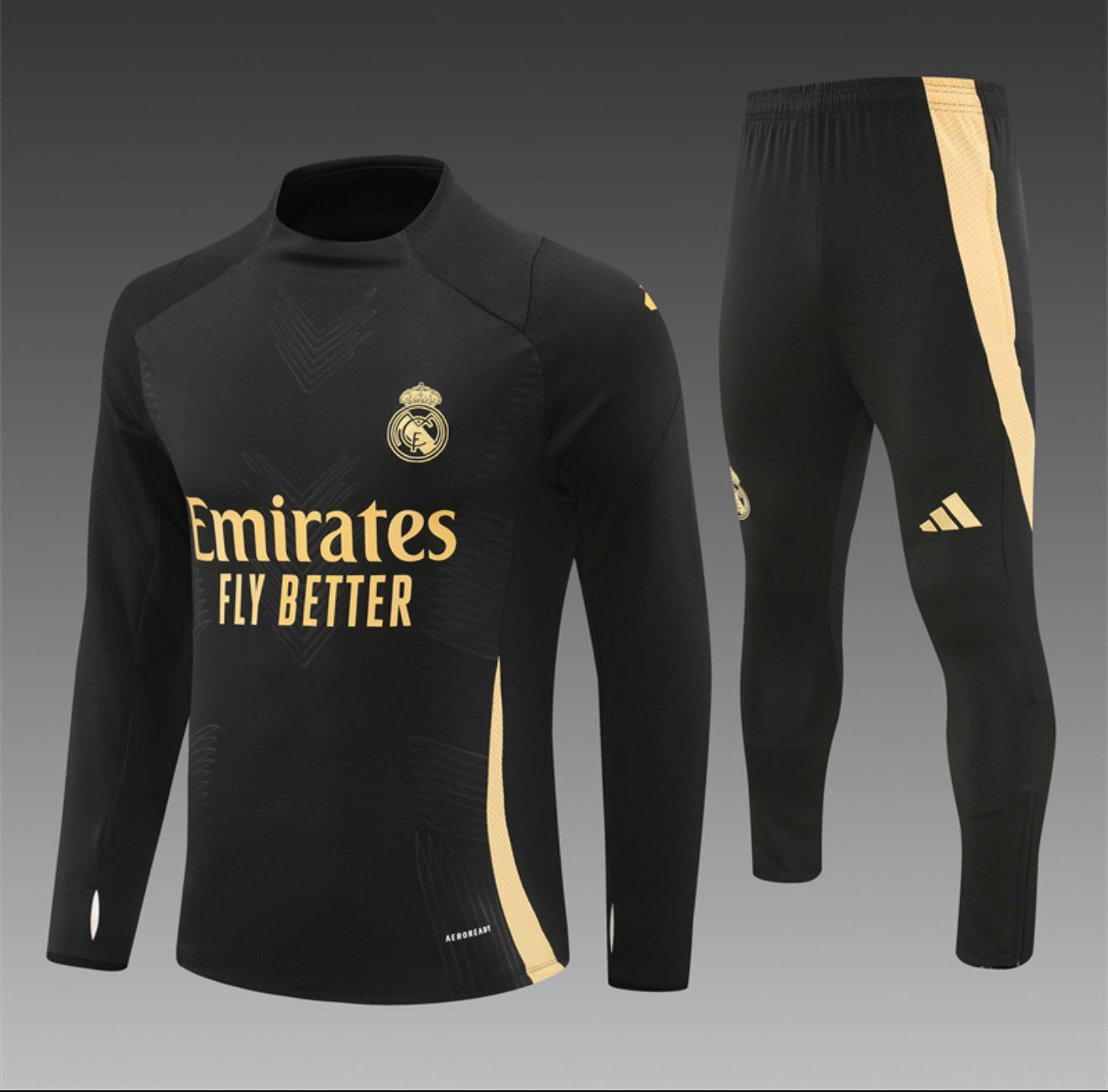 24/25 Real Madrid Black And Gold Tracksuit