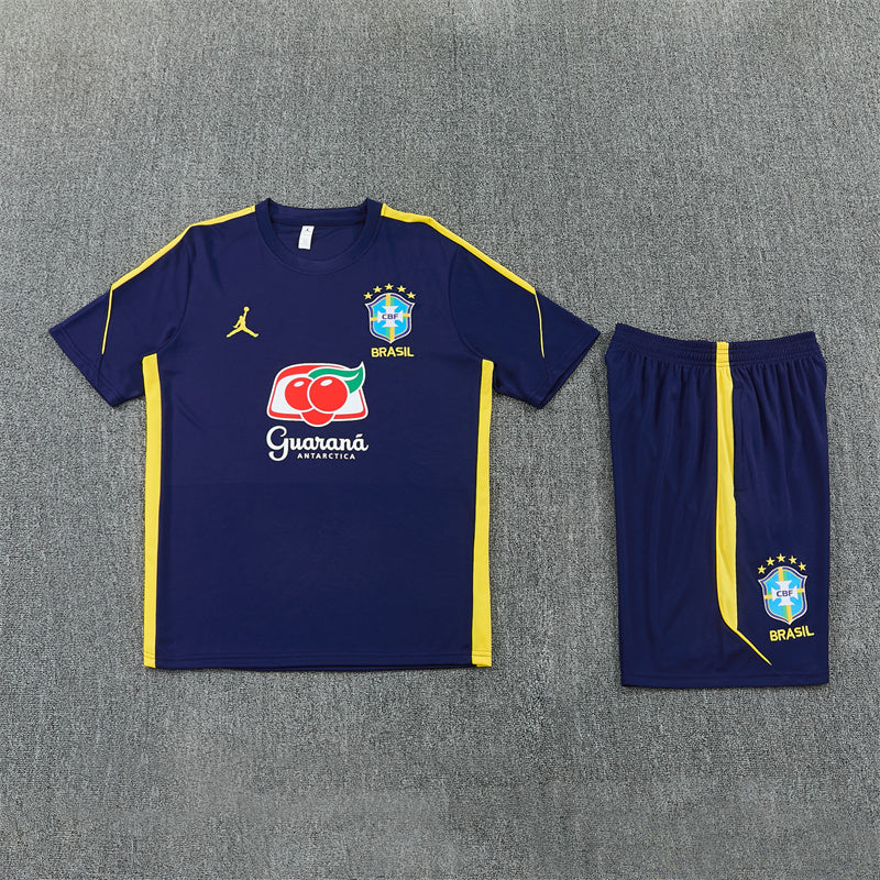 Brazil x Jordan Dark Blue/Yellow Shorts Training Set