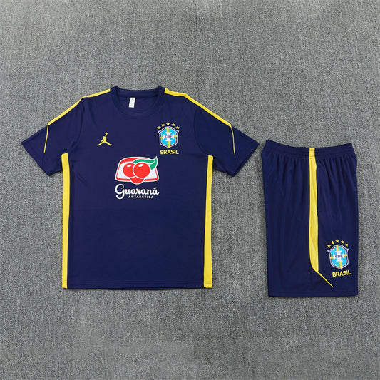 Brazil x Jordan Dark Blue/Yellow Shorts Training Set