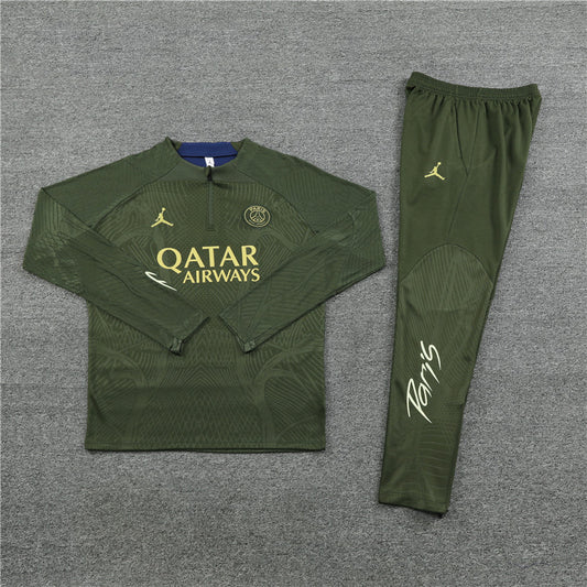 23/24 Jordan x PSG Dark Green 1/4 Zip Tracksuit