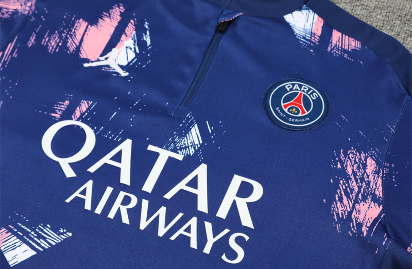 24/25 Jordan x PSG Navy And Pink 1/4 Zip Tracksuit