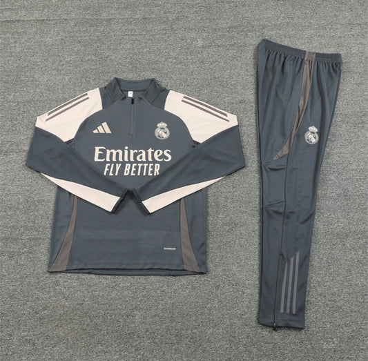 24/25 Real Madrid Dark Grey 1/4 Zip Tracksuit