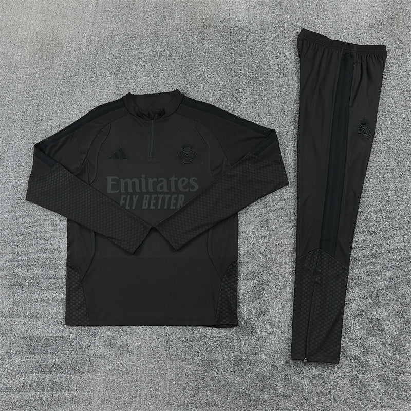 Real Madrid Blacked Out 1/4 Zip Tracksuit