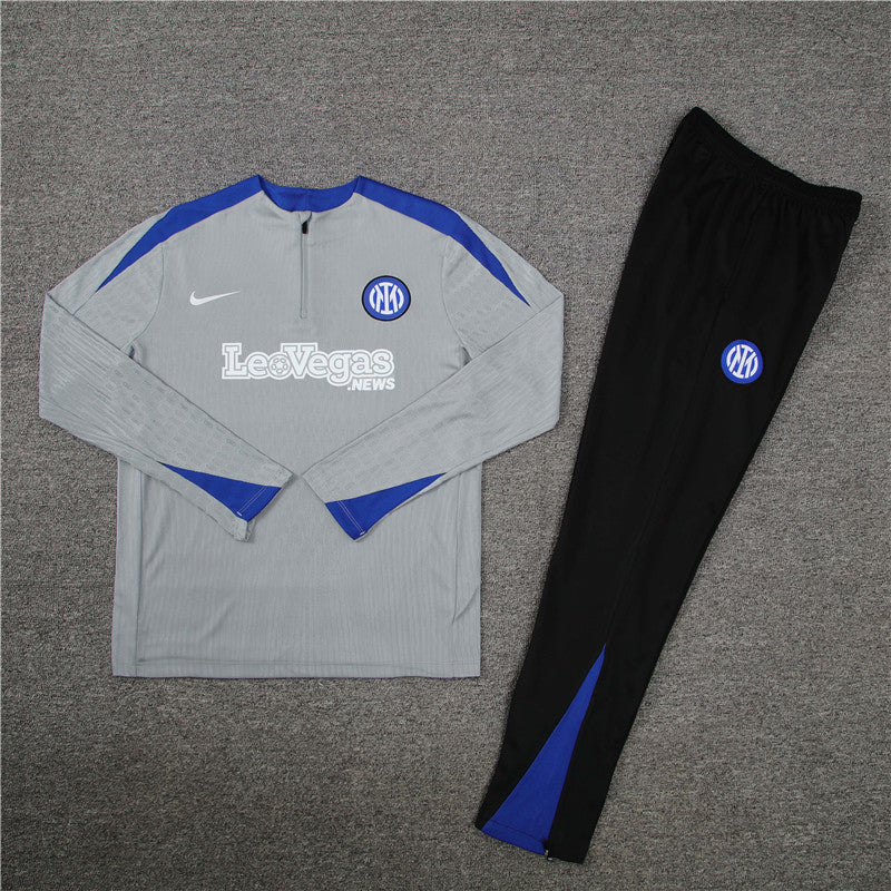 24/25 Inter Milan Grey, Black And Blue 1/4 Zip Tracksuit
