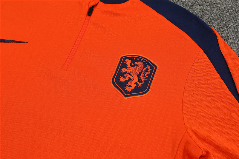 2025 Netherlands Orange And Blue 1/4 Zip Tracksuit