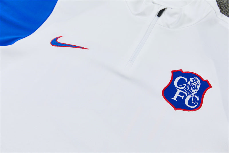 26/27 Chelsea FC White and Blue 1/4 Zip Tracksuit
