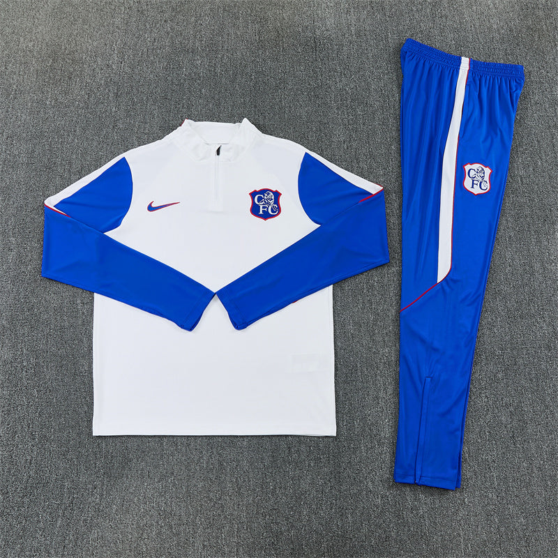 26/27 Chelsea FC White and Blue 1/4 Zip Tracksuit