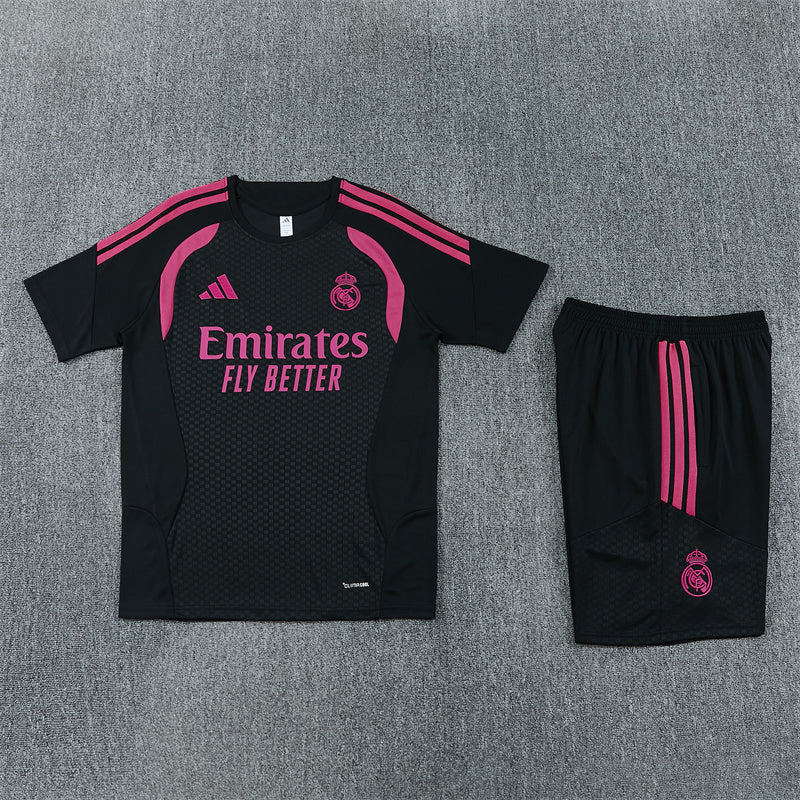 Real Madrid Black And Pink Shorts Set