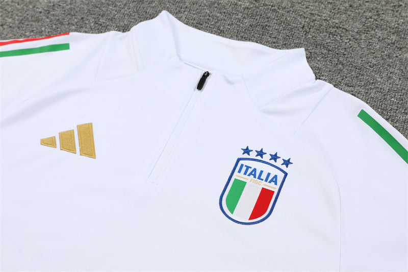 2025 Italy White And Blue 1/4 Zip Tracksuit