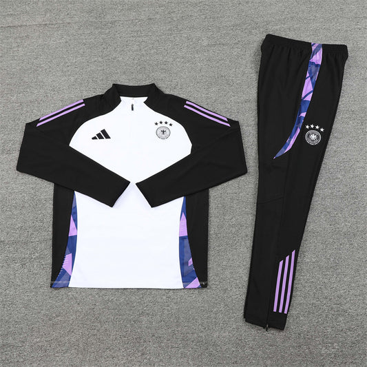 2025 Germany White And Black 1/4 Zip Tracksuit