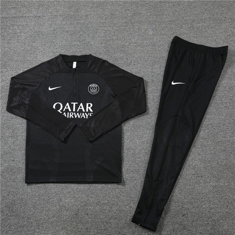22/23 PSG Black 1/4 Zip Tracksuit