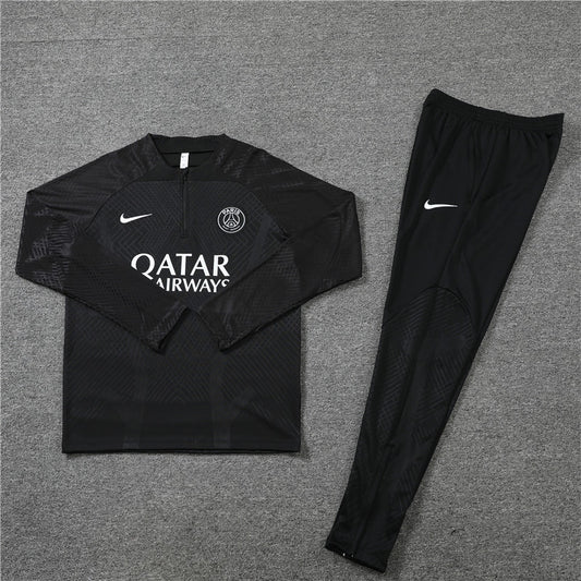 22/23 PSG Black 1/4 Zip Tracksuit