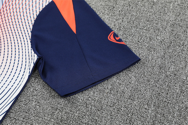 Barcelona T90  Blue/White/Orange Shorts Training Set